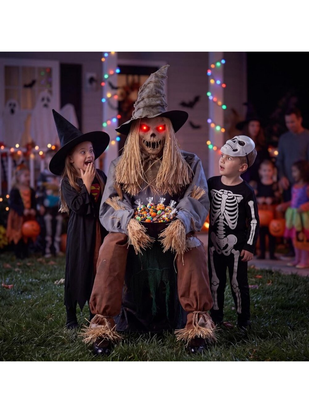 49" Halloween Animatronic Sitting Scarecrow Sound Activated Jump Scare Prop